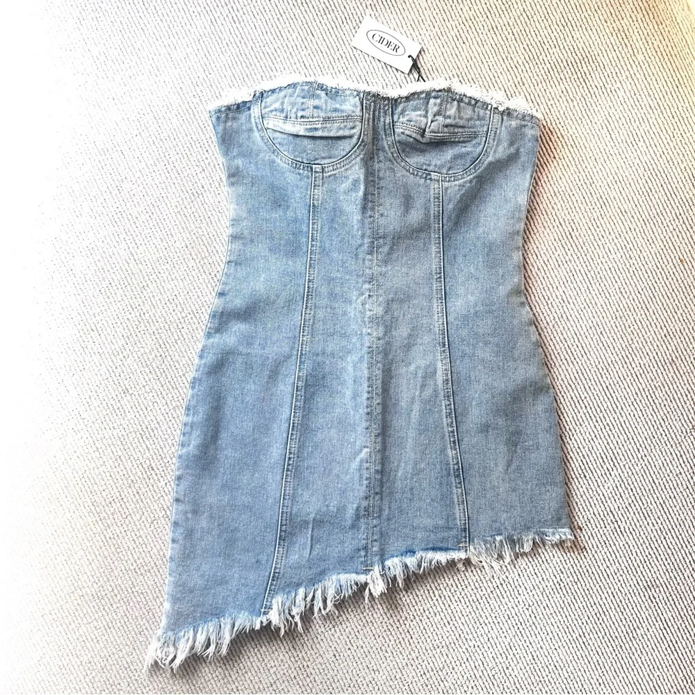 Cider Denim Dress  Strapless Light Blue size M - Picture 3 of 10